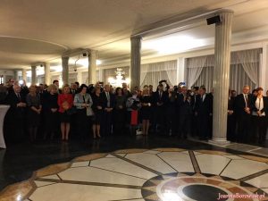 Spotkanie opłatkowe Klubu Parlamentarnego Prawo i Sprawiedliwość w Sali Kolumnowej Sejmu