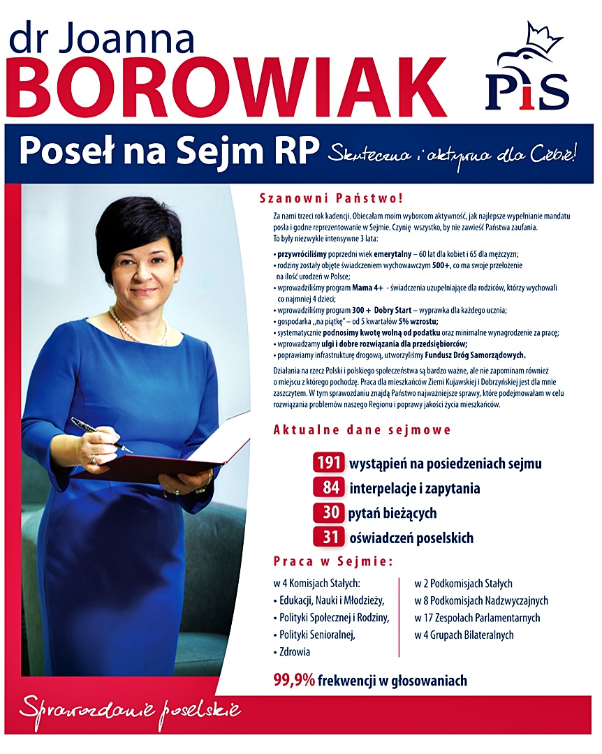 Sprawozdanie poselskie Poseł Joanny Borowiak