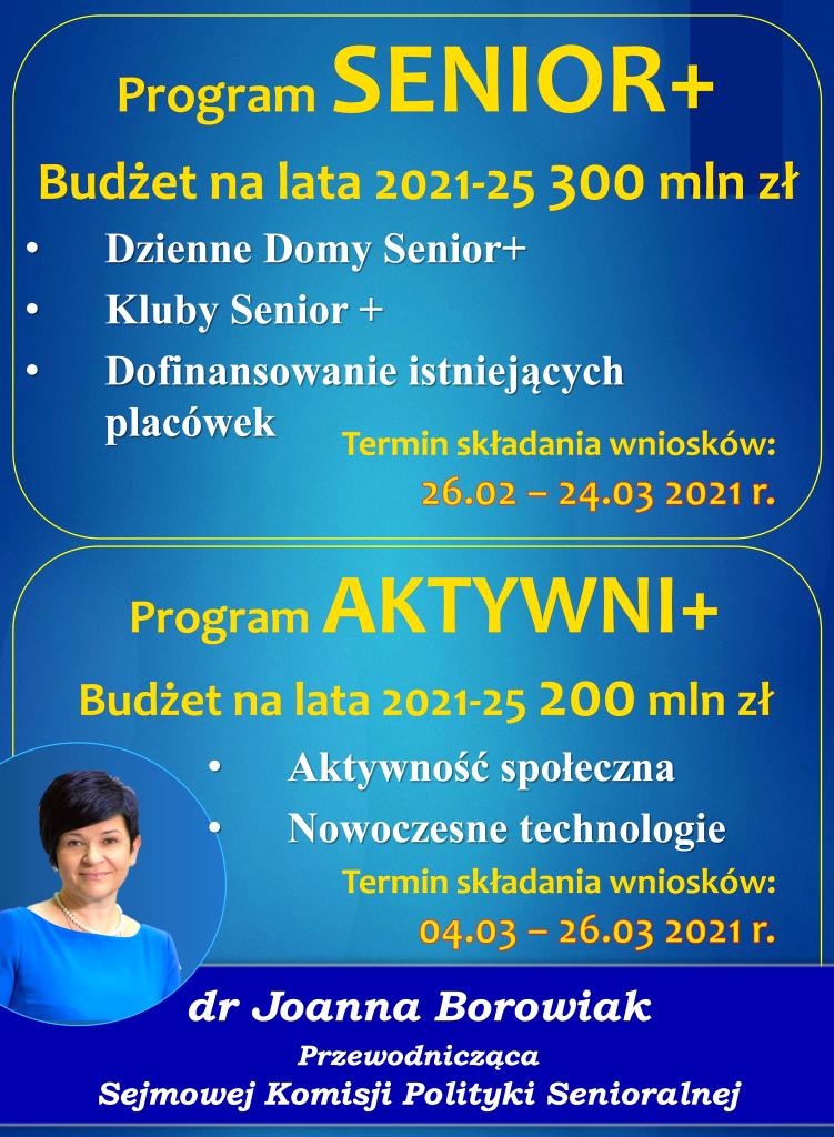 Trwa nabór ofert do tegorocznych edycji programu Senior Plus i Aktywni Plus