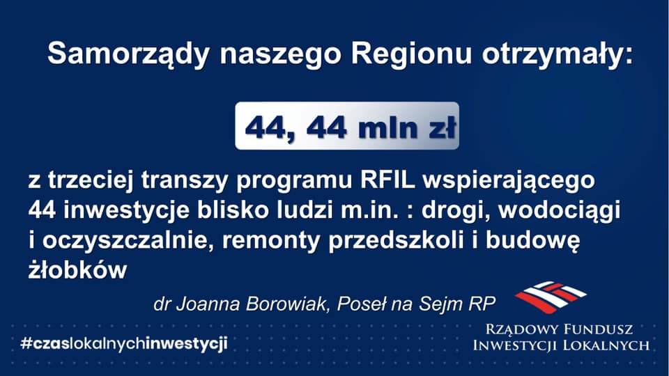 44 inwestycje z programu FIL dla naszego regionu