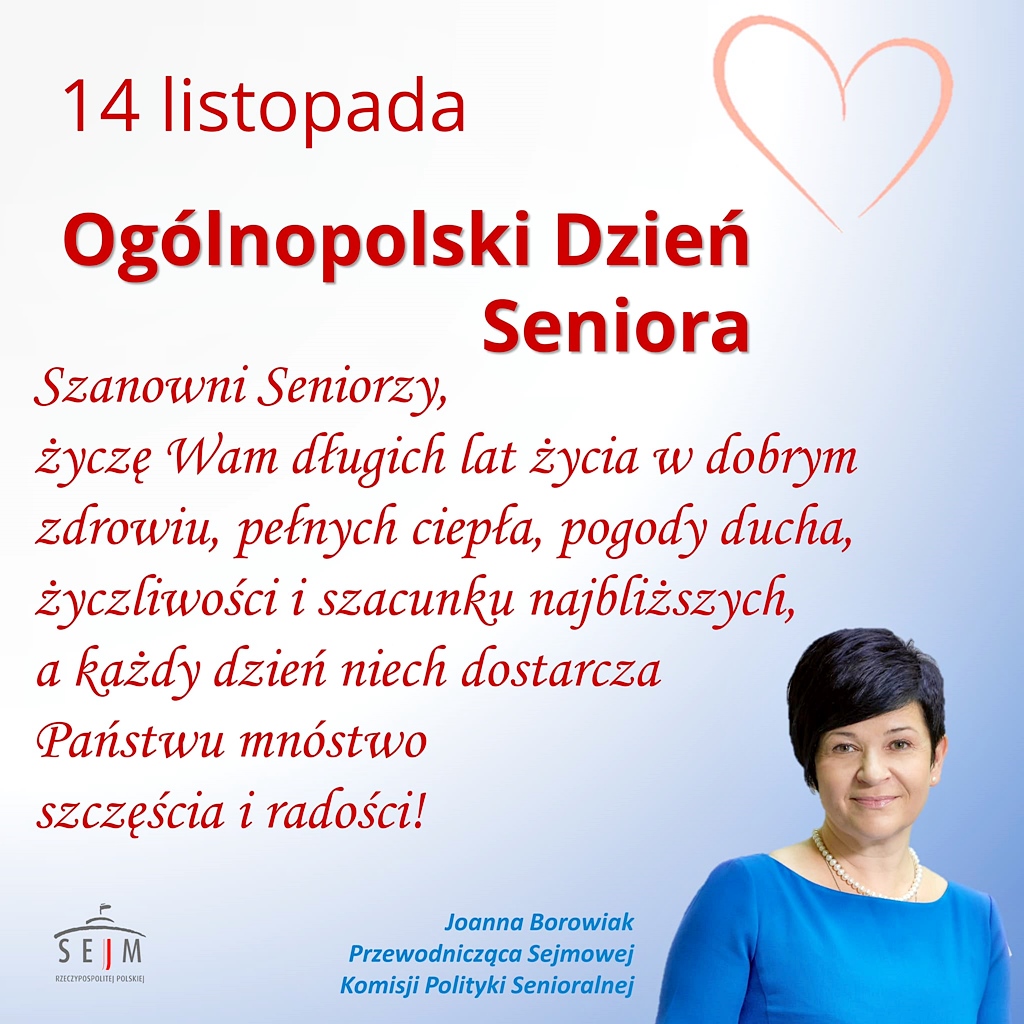 Poseł Joanna Borowiak składa wszystkim seniorom najserdeczniejsze życzenia z okazji Ogólnopolskiego Dnia Seniora