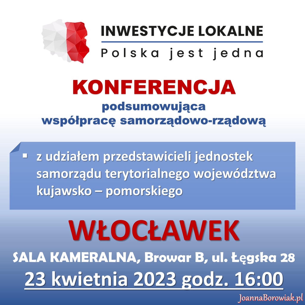 Zaproszenie na konferencję Inwestycje Lokalne - Polska jest jedna