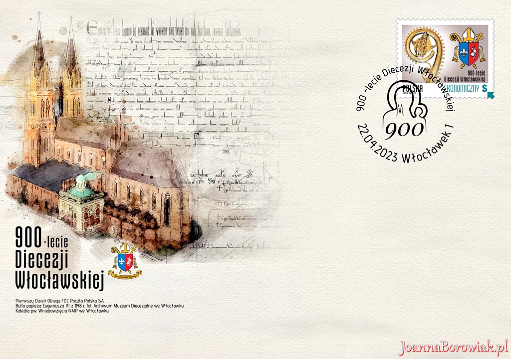 Poczta Polska wyemitowała okolicznościowy znaczek z okazji 900-lecia Diecezji Włocławskiej